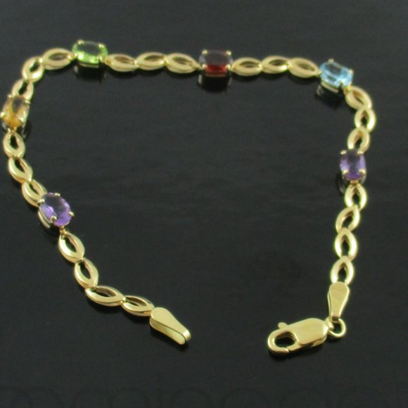 14K Yellow Gold 2.10 ct tw Multi-gemstone Bracelet - Picture 6 of 7